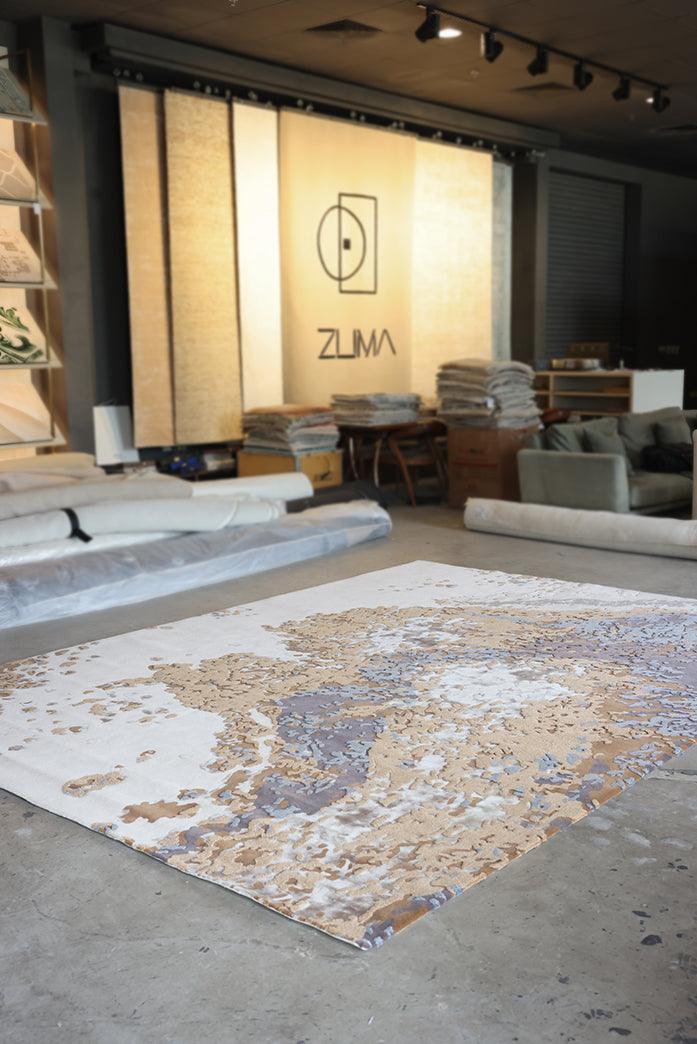 Estelle Carpet - Hand Carded Semi Worsted New Zealand Wool and Polished Cotton Silk - Zuma UAE