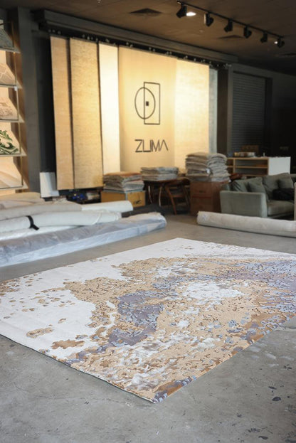 Estelle Carpet - Hand Carded Semi Worsted New Zealand Wool and Polished Cotton Silk - Zuma UAE