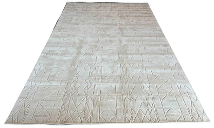 Bohemian White Carpet - Hand Carded Semi-Worsted New Zealand Wool - Zuma UAE